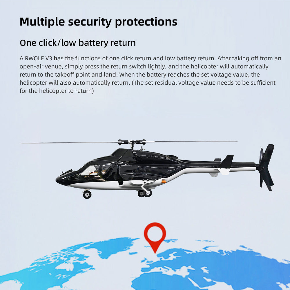 Flywing Airwolf V3 GPS Stabilized 6CH RC Scale helicopter FW450L size Fuselages with H1