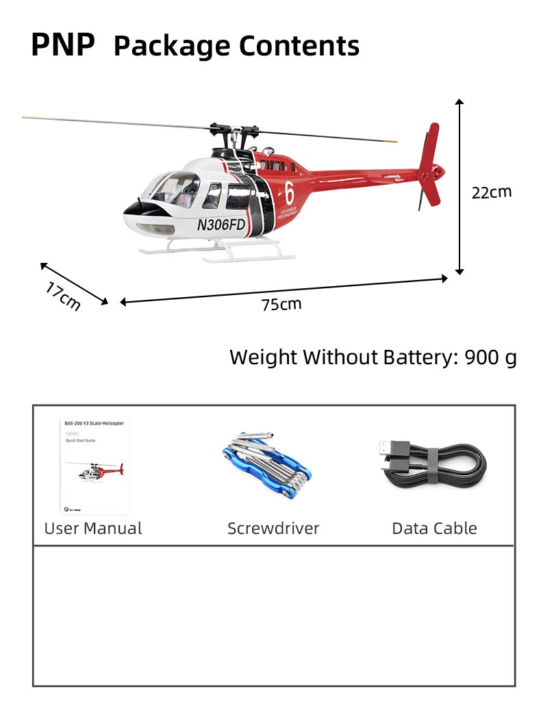 Flywing Bell-206 ACE 6CH RC GPS Stabilized Scale helicopter 450L size Fuselages with ACE