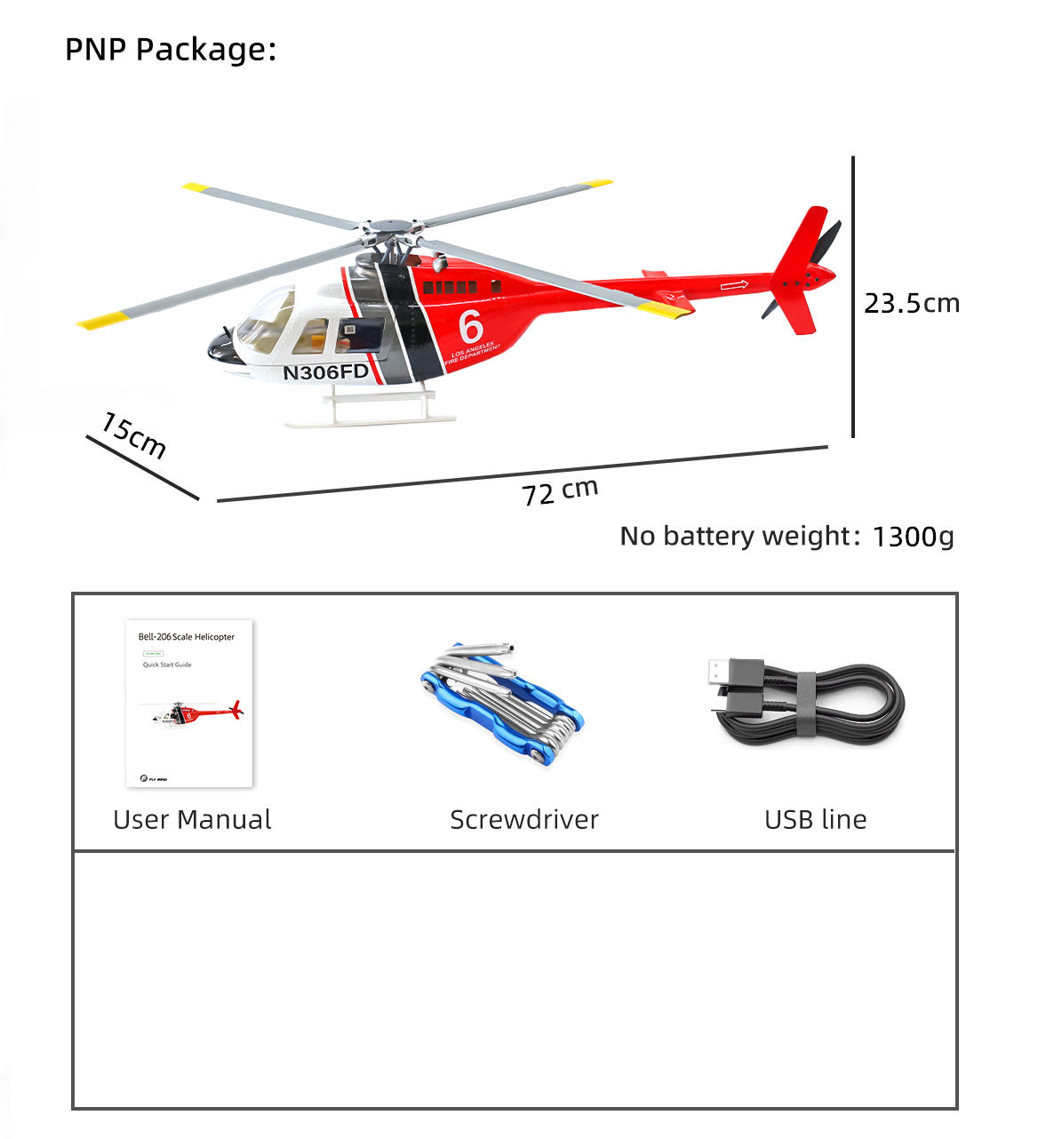 Flywing Bell-206 ACE 6CH RC GPS Stabilized Scale helicopter 450L size Fuselages with ACE