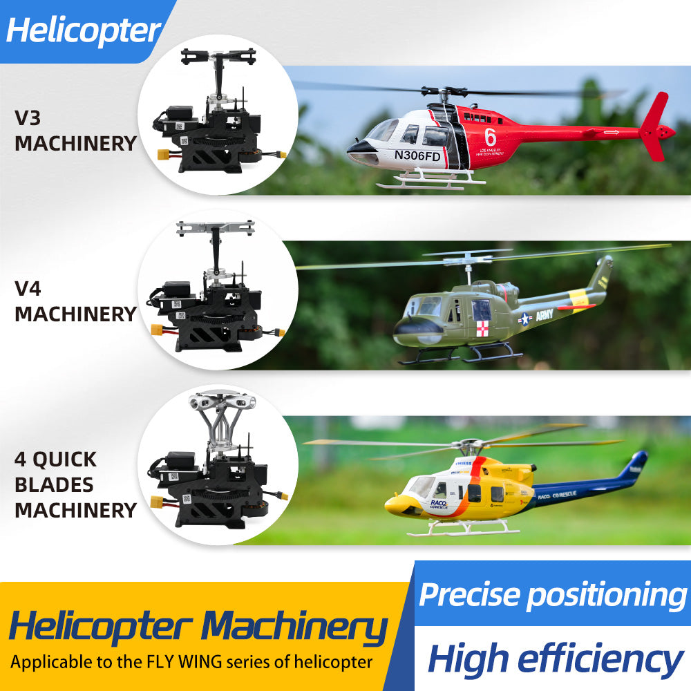 2/4 blades rotor RC Scale Helicopter machinery for Bell 206/UH1 Helicopter with H1 GPS