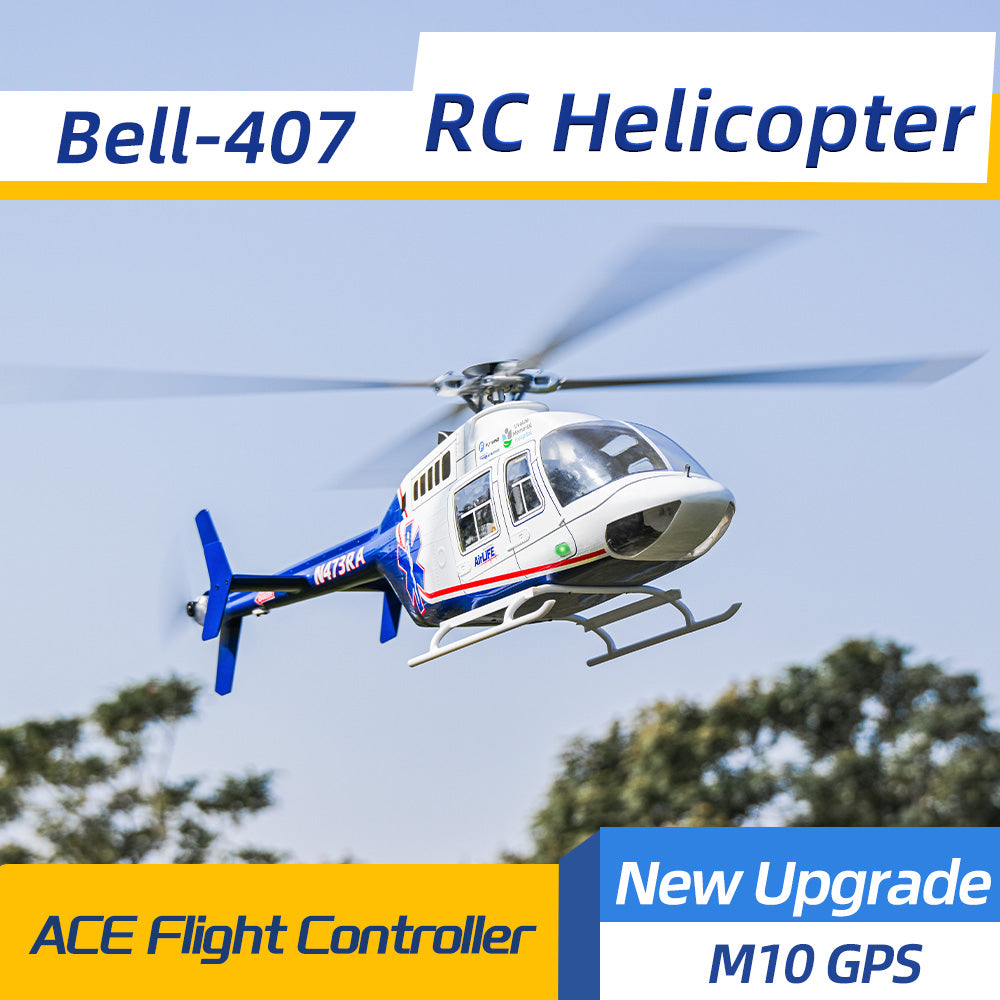 FLYWING Bell 407 Scale helicopter with ACE flight control LED light 4-Blade bell-407 RC Helicopter RTF version