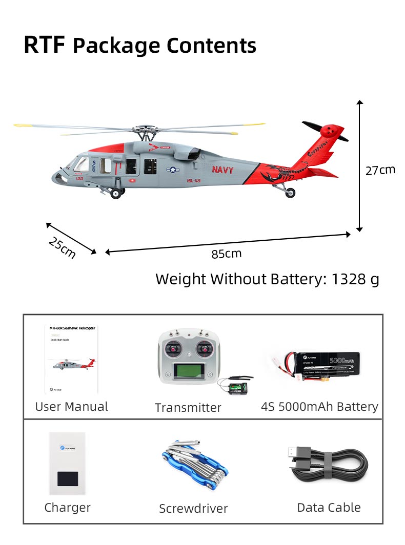 Flywing MH-60R Jayhawk ACE 6CH RC GPS Stabilized UH-60 Scale helicopter 470L size Fuselages