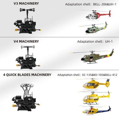 2/4 blades rotor RC Scale Helicopter machinery for Bell 206/UH1 Helicopter with H1 GPS