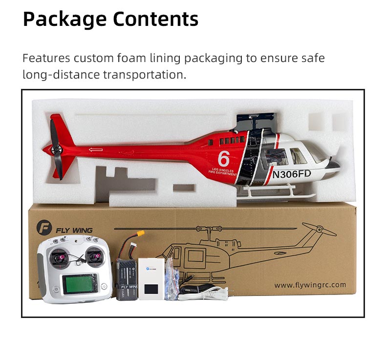 Flywing Bell-206  ACE 6CH RC GPS Stabilized Scale helicopter 450L size Fuselages with  ACE