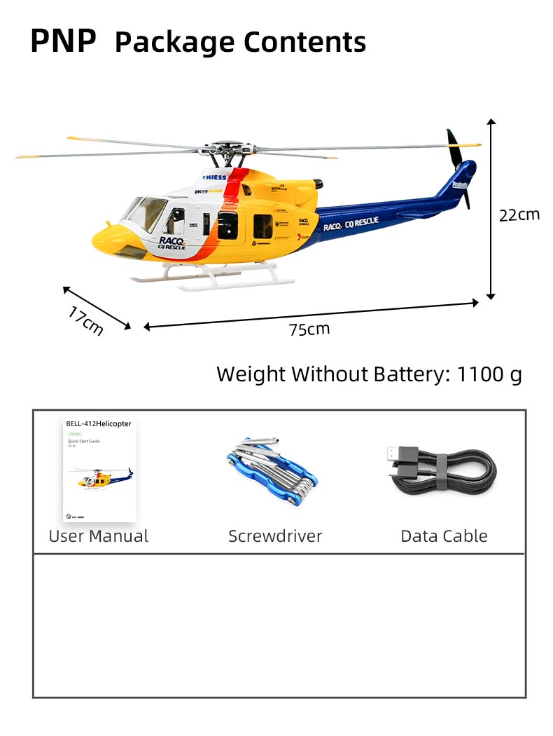 Flywing Bell-412 ACE 6CH RC GPS Stabilized Scale helicopter 470 size Fuselages not H1