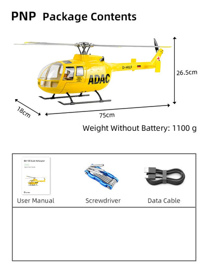 Flywing BO-105 6CH RC GPS Stabilized Scale helicopter 450L size Fuselages with H1