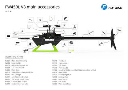 Flywing FW450L V3 RC smart GPS Stabilized helicopter 6CH 450Lsize with H1
