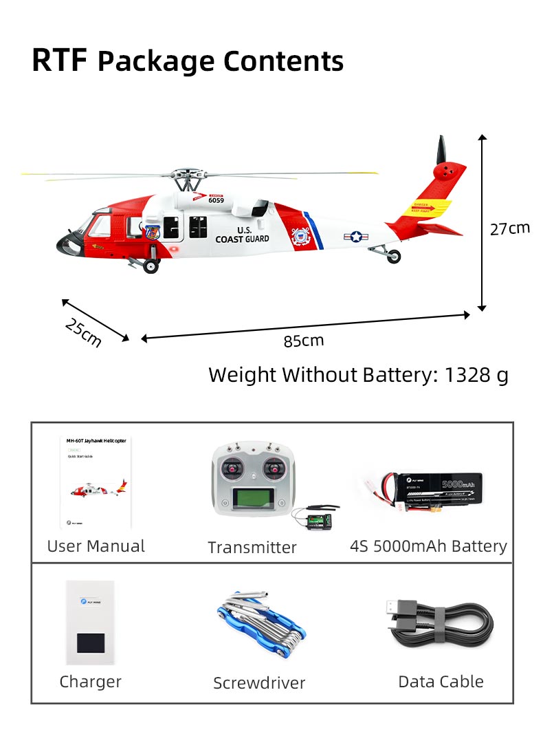 Flywing MH-60T Jayhawk ACE 6CH RC GPS Stabilized UH-60 Scale helicopter 470L size Fuselages